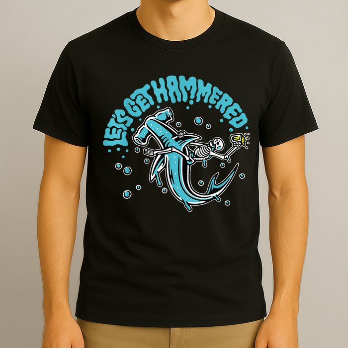 Hammerhead Shark Drinking Pun Let's Get Hammered Party T-Shirt