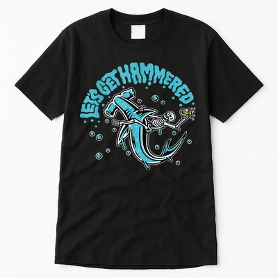 Hammerhead Shark Drinking Pun Let's Get Hammered Party Tall T-Shirt