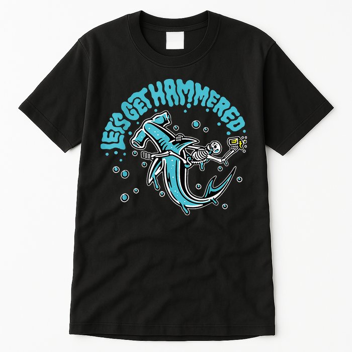 Hammerhead Shark Drinking Pun Let's Get Hammered Party Tall T-Shirt