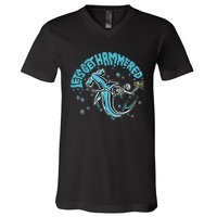 Hammerhead Shark Drinking Pun Let's Get Hammered Party V-Neck T-Shirt