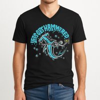Hammerhead Shark Drinking Pun Let's Get Hammered Party V-Neck T-Shirt