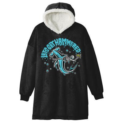 Hammerhead Shark Drinking Pun Let's Get Hammered Party Hooded Wearable Blanket