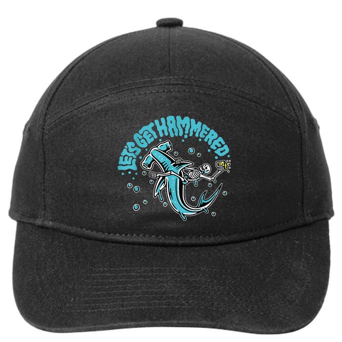 Hammerhead Shark Drinking Pun Let's Get Hammered Party 7-Panel Snapback Hat