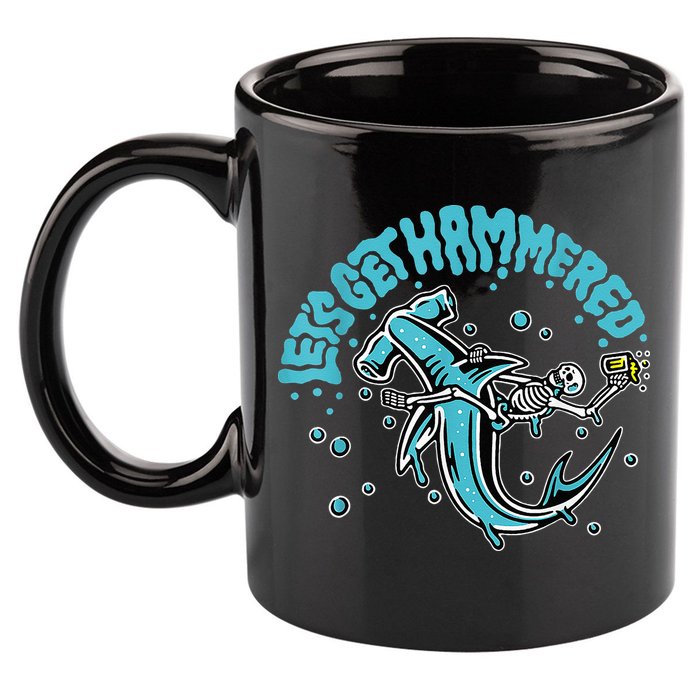 Hammerhead Shark Drinking Pun Let's Get Hammered Party 11oz C Handle Ceramic Mug