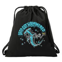 Hammerhead Shark Drinking Pun Let's Get Hammered Party Drawstring Bag