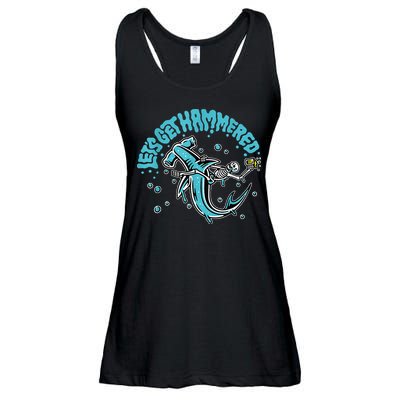 Hammerhead Shark Drinking Pun Let's Get Hammered Party Ladies Essential Flowy Tank