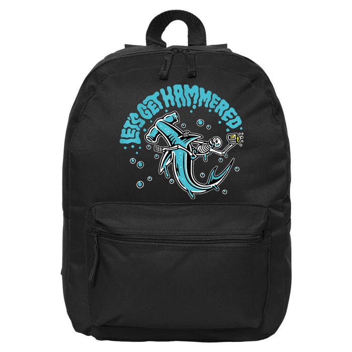 Hammerhead Shark Drinking Pun Let's Get Hammered Party 16 in Basic Backpack