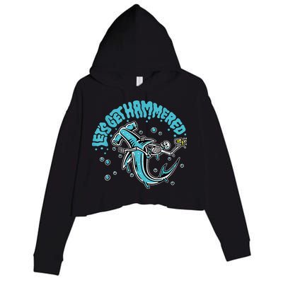 Hammerhead Shark Drinking Pun Let's Get Hammered Party Crop Fleece Hoodie