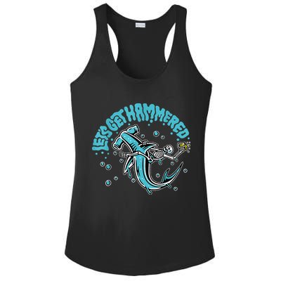 Hammerhead Shark Drinking Pun Let's Get Hammered Party Ladies PosiCharge Competitor Racerback Tank