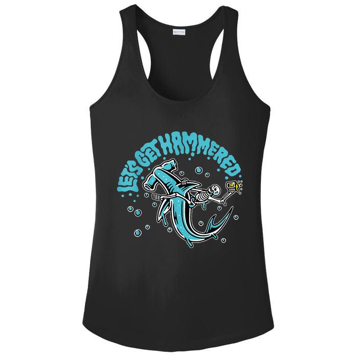 Hammerhead Shark Drinking Pun Let's Get Hammered Party Ladies PosiCharge Competitor Racerback Tank