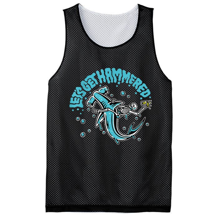 Hammerhead Shark Drinking Pun Let's Get Hammered Party Mesh Reversible Basketball Jersey Tank