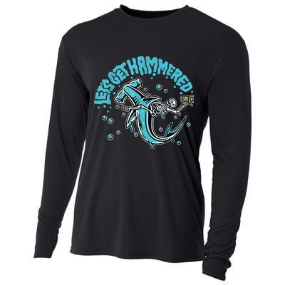 Hammerhead Shark Drinking Pun Let's Get Hammered Party Cooling Performance Long Sleeve Crew