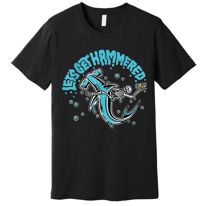 Hammerhead Shark Drinking Pun Let's Get Hammered Party Premium T-Shirt