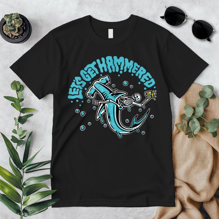 Hammerhead Shark Drinking Pun Let's Get Hammered Party Premium T-Shirt