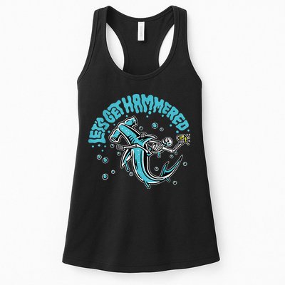Hammerhead Shark Drinking Pun Let's Get Hammered Party Womens Tank Top