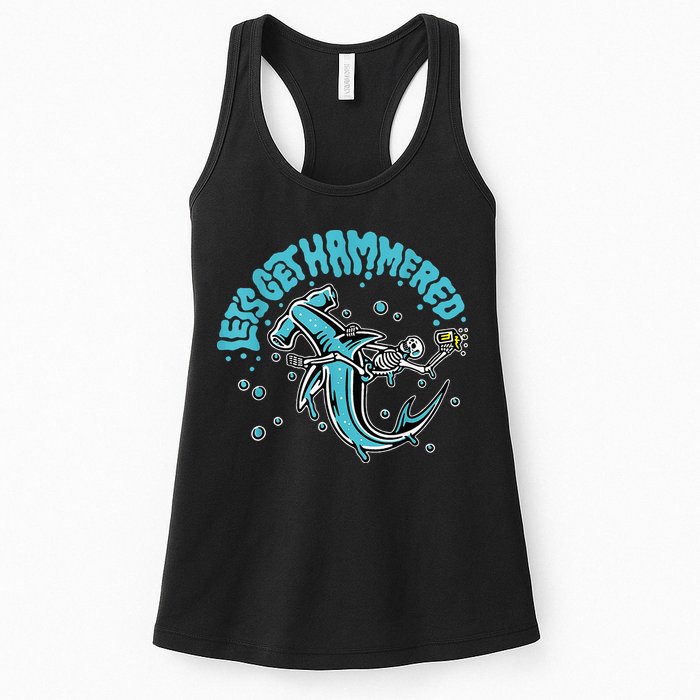 Hammerhead Shark Drinking Pun Let's Get Hammered Party Womens Tank Top