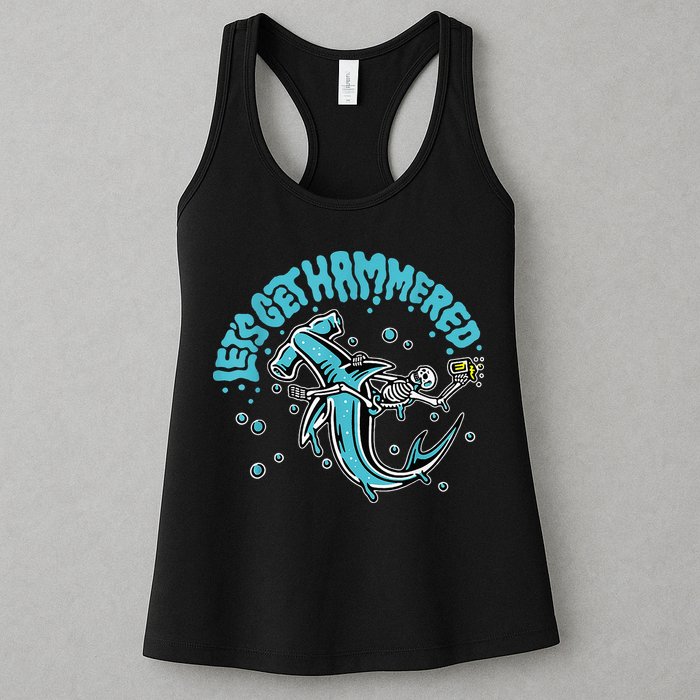 Hammerhead Shark Drinking Pun Let's Get Hammered Party Womens Tank Top
