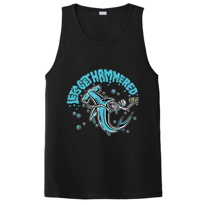 Hammerhead Shark Drinking Pun Let's Get Hammered Party PosiCharge Competitor Tank