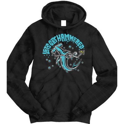 Hammerhead Shark Drinking Pun Let's Get Hammered Party Tie Dye Hoodie
