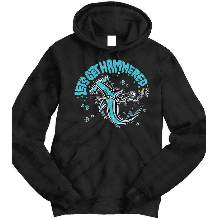 Hammerhead Shark Drinking Pun Let's Get Hammered Party Tie Dye Hoodie