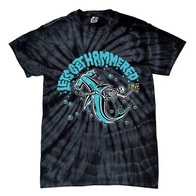 Hammerhead Shark Drinking Pun Let's Get Hammered Party Tie-Dye T-Shirt