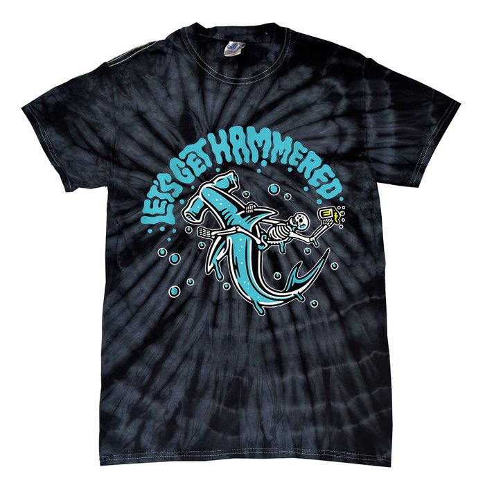 Hammerhead Shark Drinking Pun Let's Get Hammered Party Tie-Dye T-Shirt