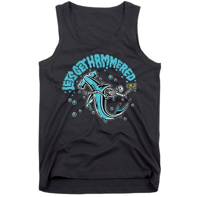 Hammerhead Shark Drinking Pun Let's Get Hammered Party Tank Top