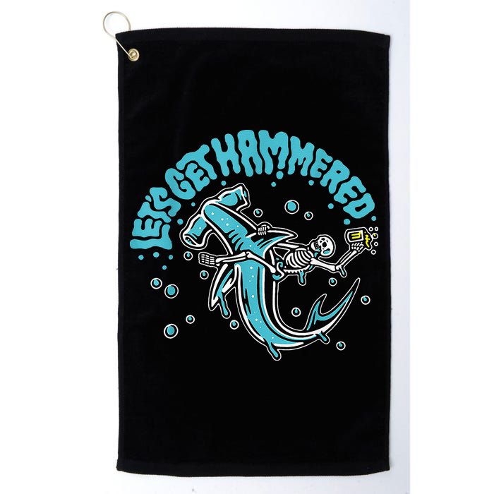 Hammerhead Shark Drinking Pun Let's Get Hammered Party Golf Towel