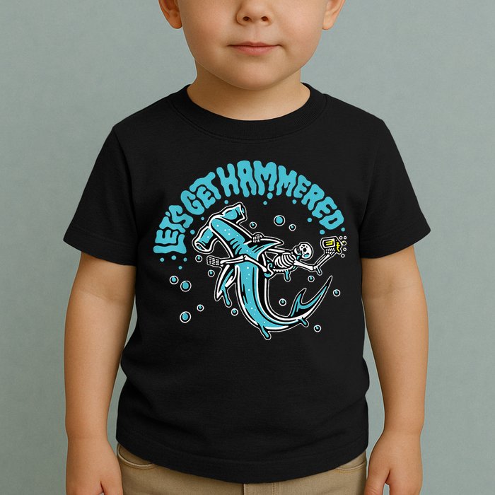 Hammerhead Shark Drinking Pun Let's Get Hammered Party Toddler T-Shirt