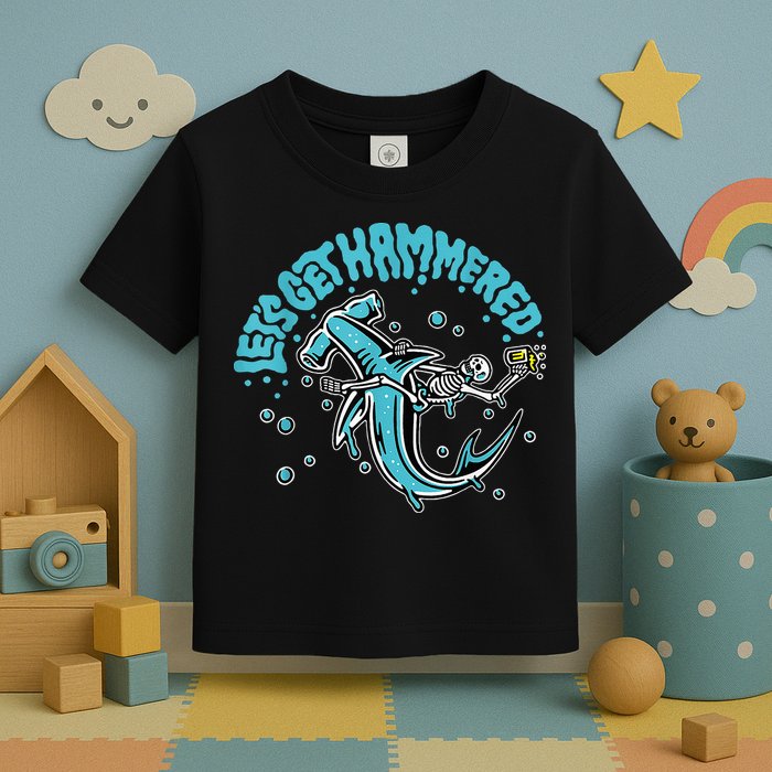Hammerhead Shark Drinking Pun Let's Get Hammered Party Toddler T-Shirt