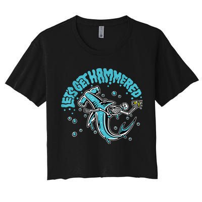 Hammerhead Shark Drinking Pun Let's Get Hammered Party Crop Top