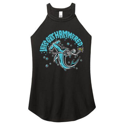 Hammerhead Shark Drinking Pun Let's Get Hammered Party Women's Perfect Tri Rocker Tank