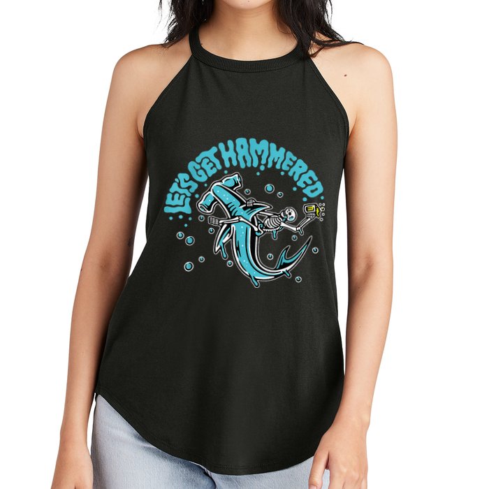 Hammerhead Shark Drinking Pun Let's Get Hammered Party Women's Perfect Tri Rocker Tank