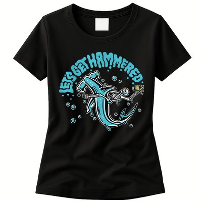 Hammerhead Shark Drinking Pun Let's Get Hammered Party Womens T-Shirt