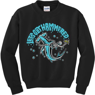 Hammerhead Shark Drinking Pun Let's Get Hammered Party Kids Sweatshirt
