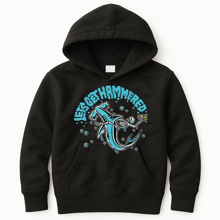 Hammerhead Shark Drinking Pun Let's Get Hammered Party Kids Hoodie