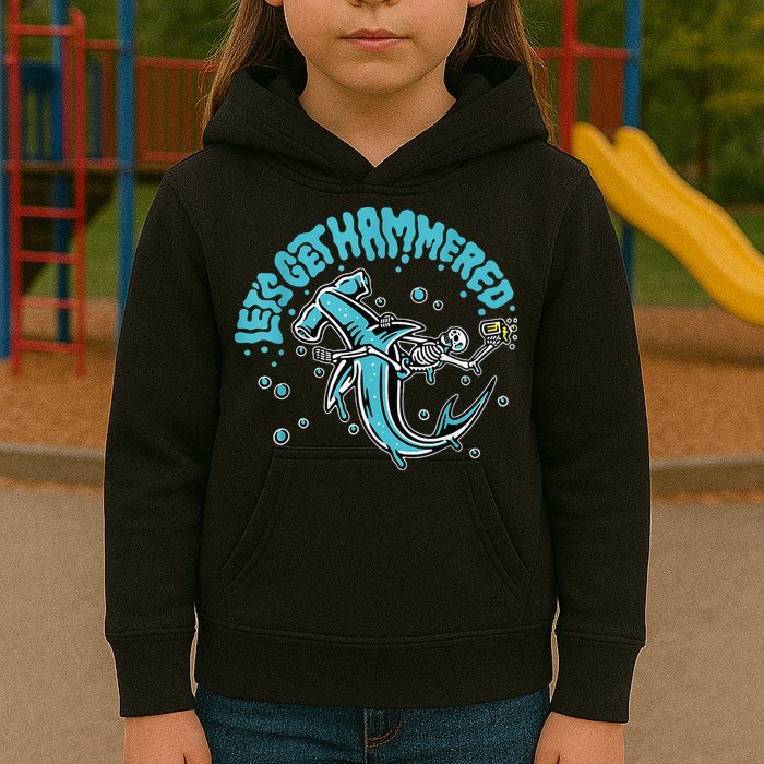 Hammerhead Shark Drinking Pun Let's Get Hammered Party Kids Hoodie