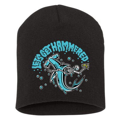 Hammerhead Shark Drinking Pun Let's Get Hammered Party Short Acrylic Beanie