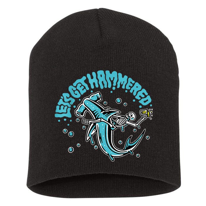 Hammerhead Shark Drinking Pun Let's Get Hammered Party Short Acrylic Beanie