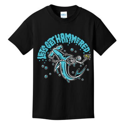 Hammerhead Shark Drinking Pun Let's Get Hammered Party Kids T-Shirt