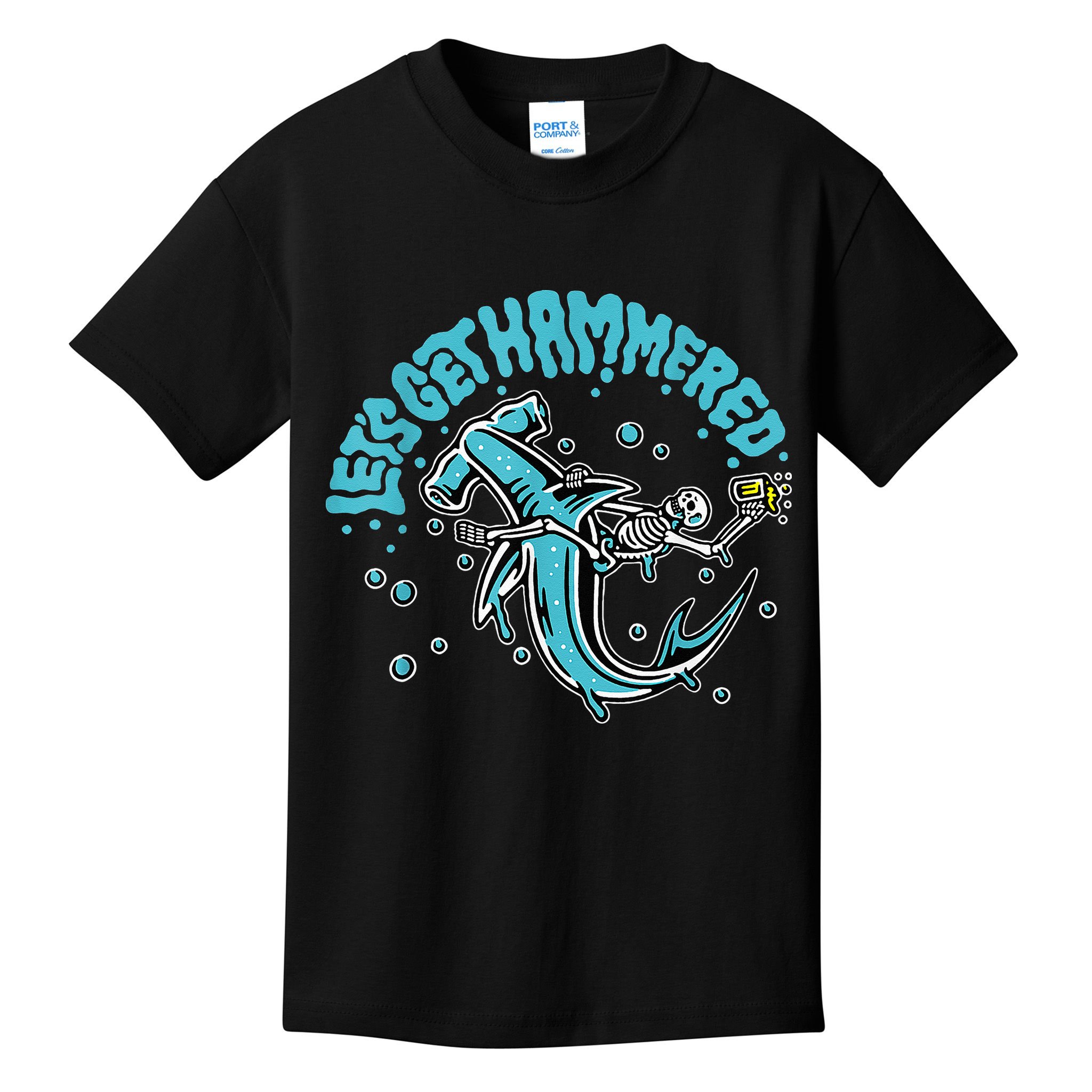 Hammerhead Shark Drinking Pun Let's Get Hammered Party Kids T-Shirt