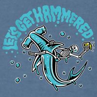 Hammerhead Shark Drinking Pun Let's Get Hammered Party Garment-Dyed Sweatshirt