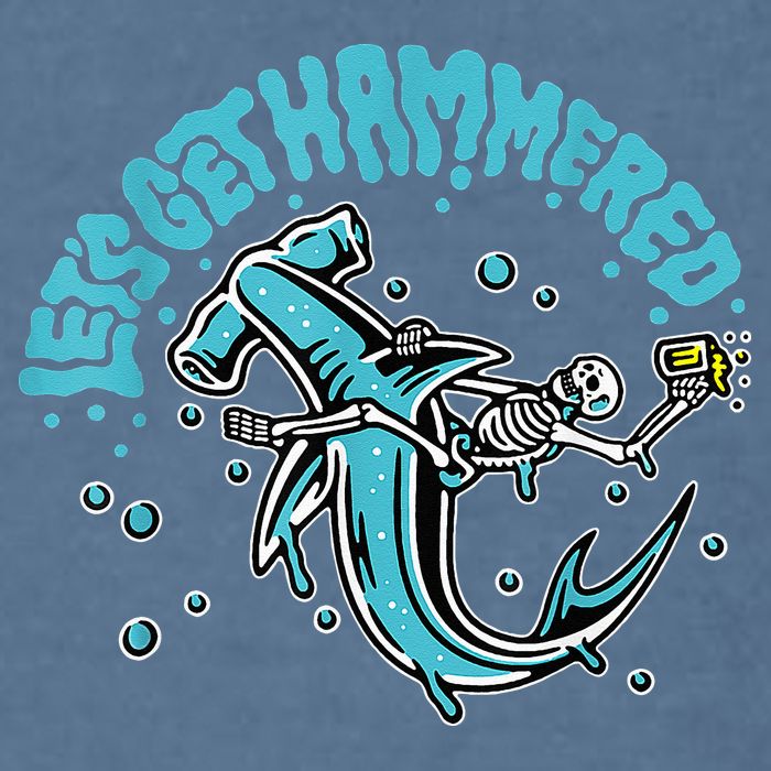 Hammerhead Shark Drinking Pun Let's Get Hammered Party Garment-Dyed Sweatshirt