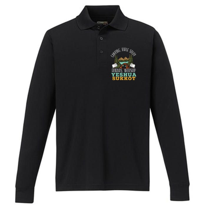 Happy Sukkot Day Lulav Palm Tree Israelite Jewish Performance Long Sleeve Polo