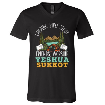 Happy Sukkot Day Lulav Palm Tree Israelite Jewish V-Neck T-Shirt