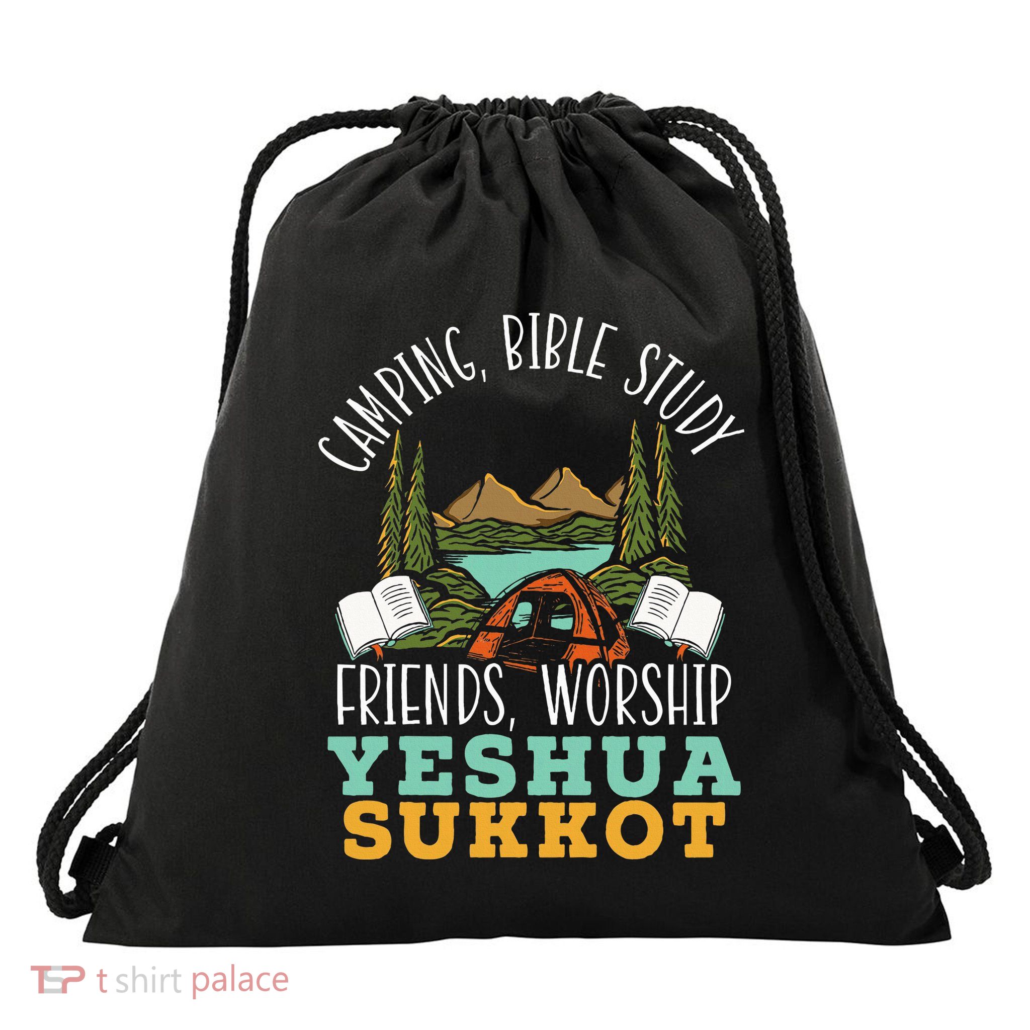 Happy Sukkot Day Lulav Palm Tree Israelite Jewish Drawstring Bag