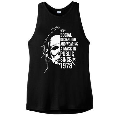 Halloween Social Distancing And Wear A Mask In Public 1978 Ladies PosiCharge Tri-Blend Wicking Tank