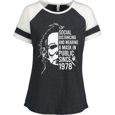 Halloween Social Distancing And Wear A Mask In Public 1978 Enza Ladies Jersey Colorblock Tee