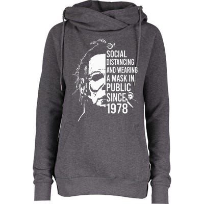 Halloween Social Distancing And Wear A Mask In Public 1978 Womens Funnel Neck Pullover Hood