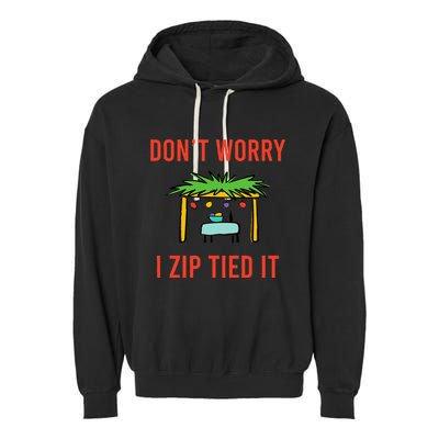 Happy Sukkot DonT Worry I Zip Tied It Jewish Sukkah Builder Garment-Dyed Fleece Hoodie